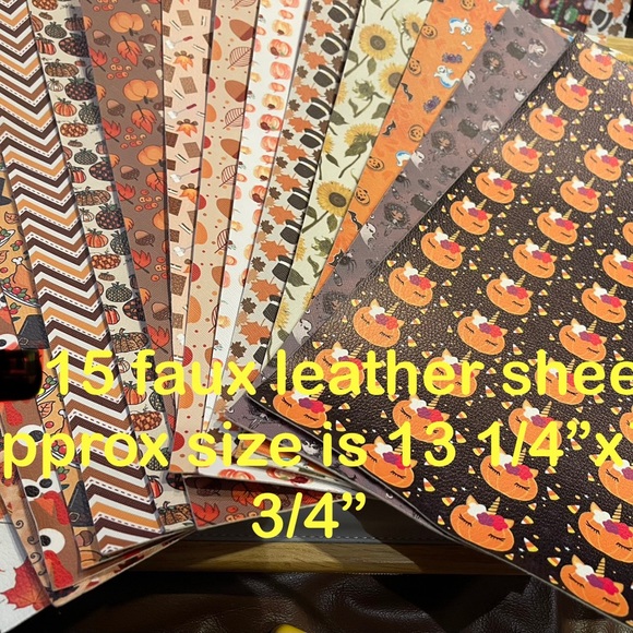 15 FAUX LEATHER SHEETS - HALLOWEEN & FALL PATTERNS - Picture 2 of 2